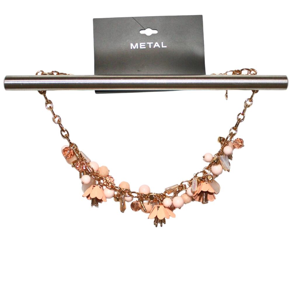 METAL Flower Pink Necklace NWT